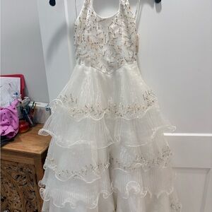 Elegant White Layered Kids Dress